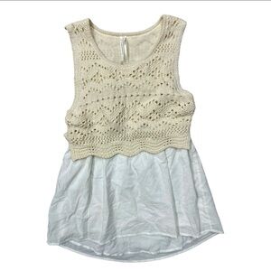 NWT Anthropologie Crochet Layered Sweater Tank Top Size Small Boho Cottagecore